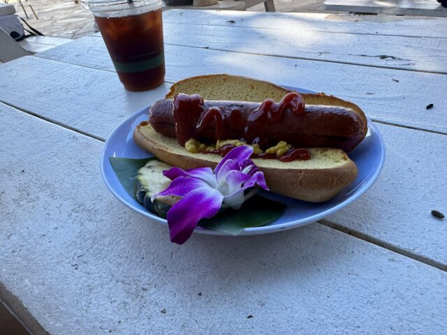 ベアフットビーチカフェ　ジャンボオールビーフホットドッグ